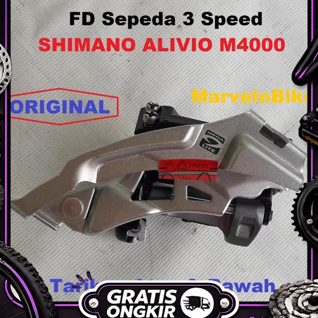 Fd Front Derailleur Sepeda 3 Speed Tarikan Atas Bawah Shimano Alivio M4000