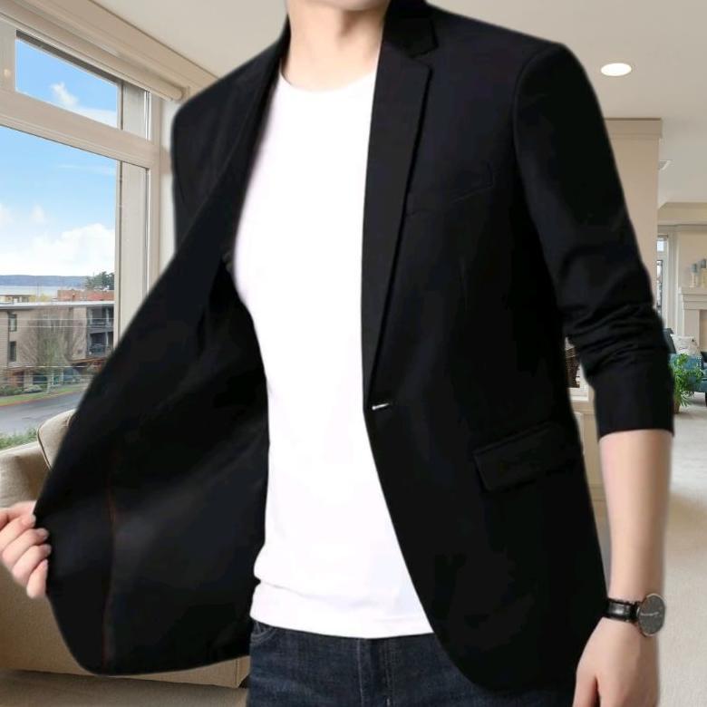 PROMO JAS BLAZER FORMAL PRIA SLIM FIT HITAM CASUAL SANTAI