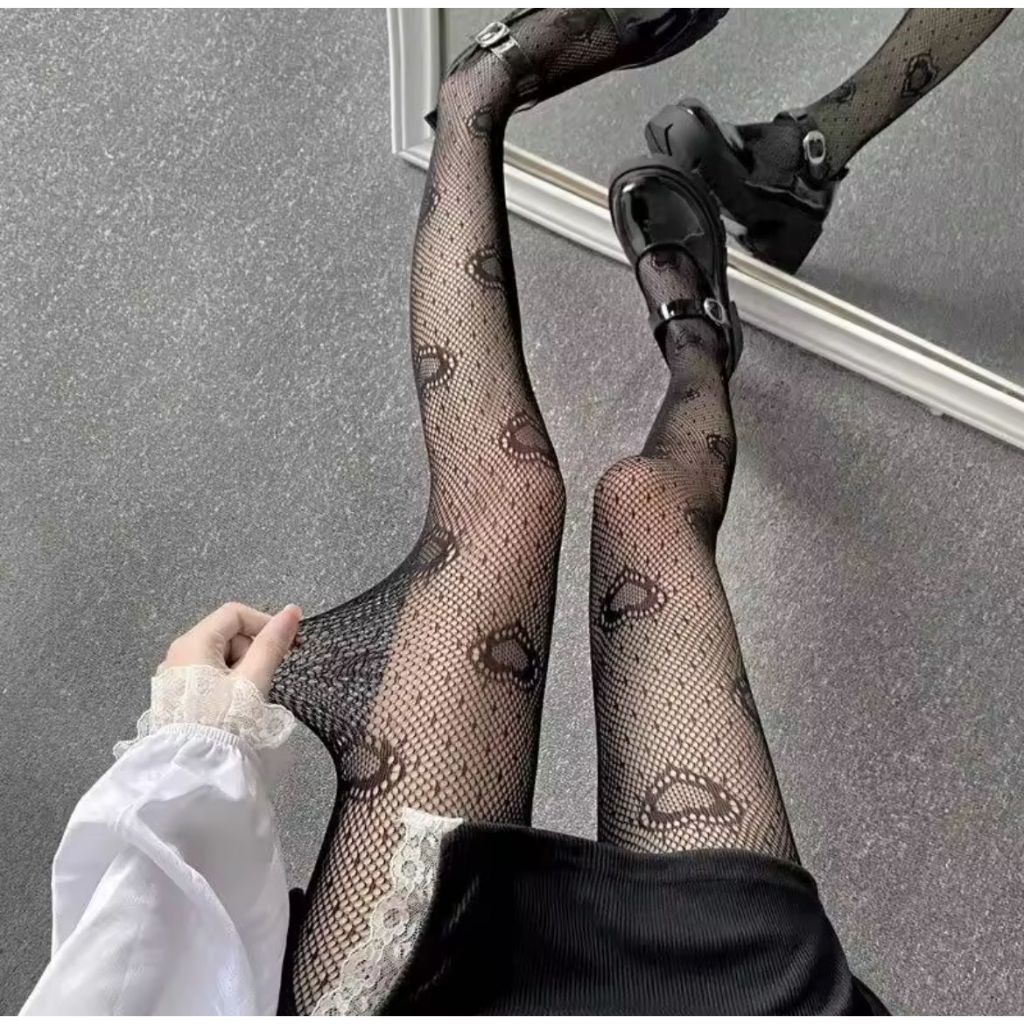RCS - stocking pantyhose hitam love lingerie fishnet hati kode SPH02