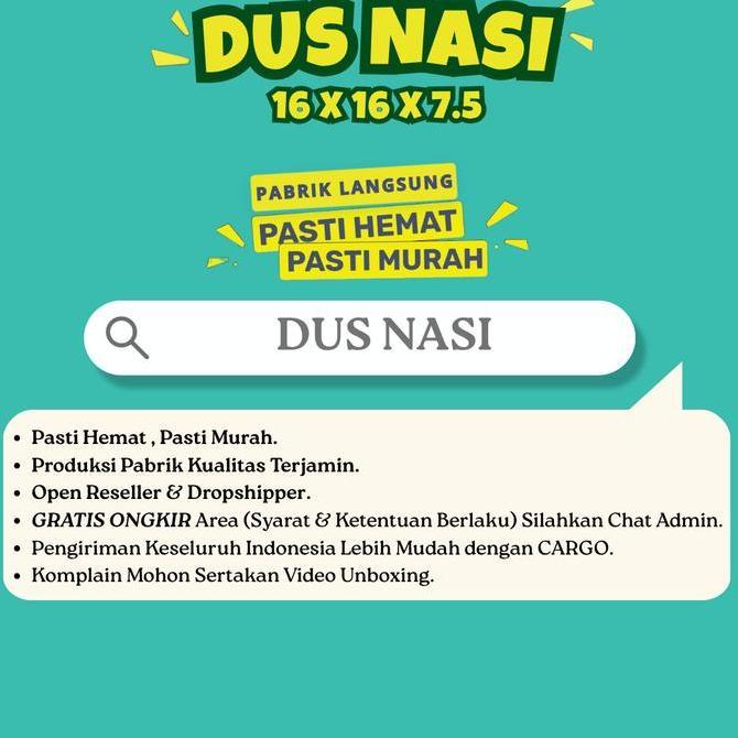dBest- (30 Pcs) Dus Nasi Kotak Katering 16x16 / Box Nasi 16x16 Non Laminasi / Dus Catering 16x16 / B