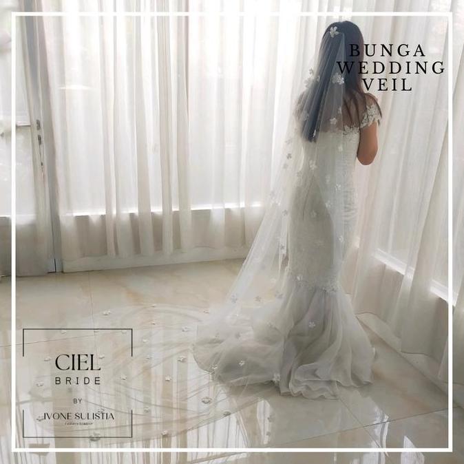 Bunga wedding veil kerudung pengantin bertabur bunga