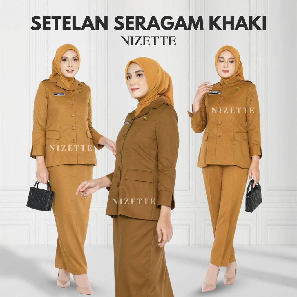 Setelan Seragam PDH Guru Khaki PNS - NIZETTE