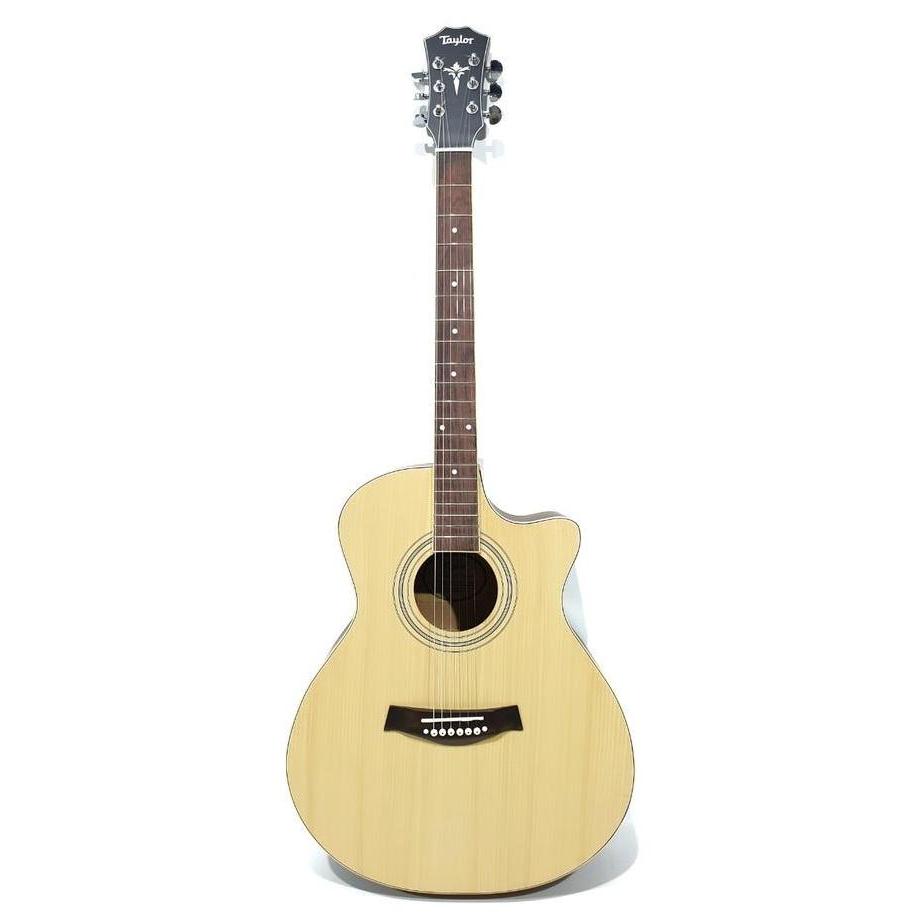 GITAR AKUSTIK MERK TAYLOR SPRUCE SENAR STRING TRUSROD WARNA NATURAL