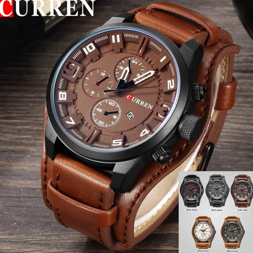 Jam Tangan Pria Kulit Anti Air Original Curren Dengan Tanggal Water Resistence Arloji Cowok Analog C