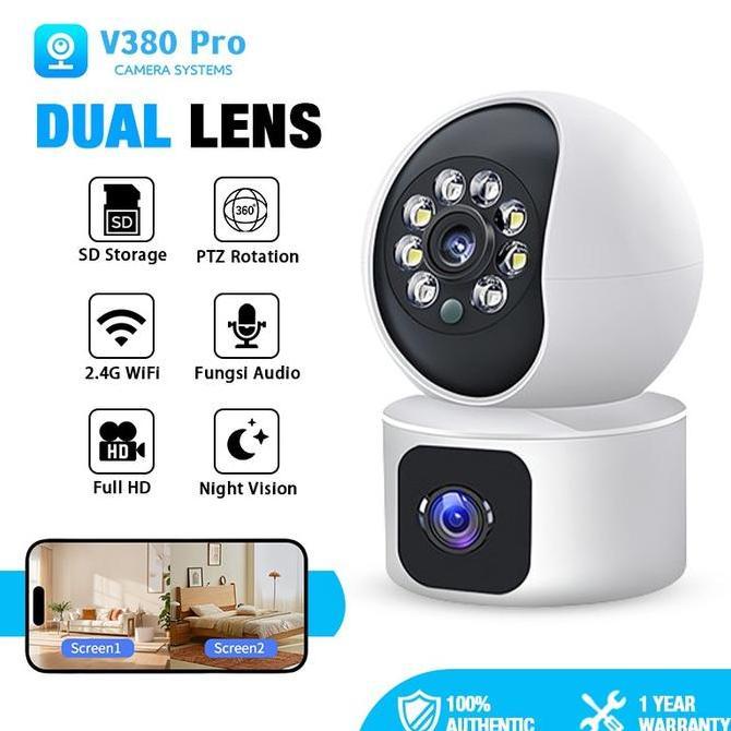 CCTV V380 PRO Kamera Y08 Kamera Cctv Kecil Terhubung Ke Hp Smart 6MP Dual Lens 360 CCTV Indoor WIFI 