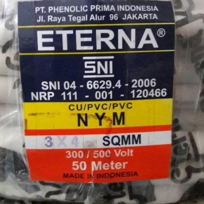 Promo Kabel Listrik Nym 3X4 Mm Eterna Khusus Gosend / Kabel Tufur Nym 3X4 Mm Cod