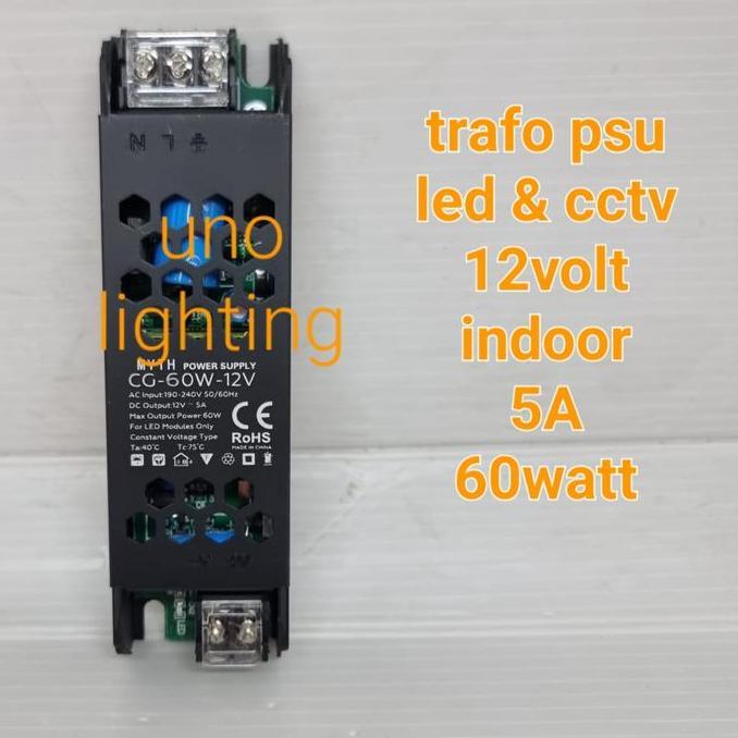Promo Trafo Strip Led 5A 12Volt 60Watt Driver Indoor 12V 5A 60W Trafo Jaring Cod