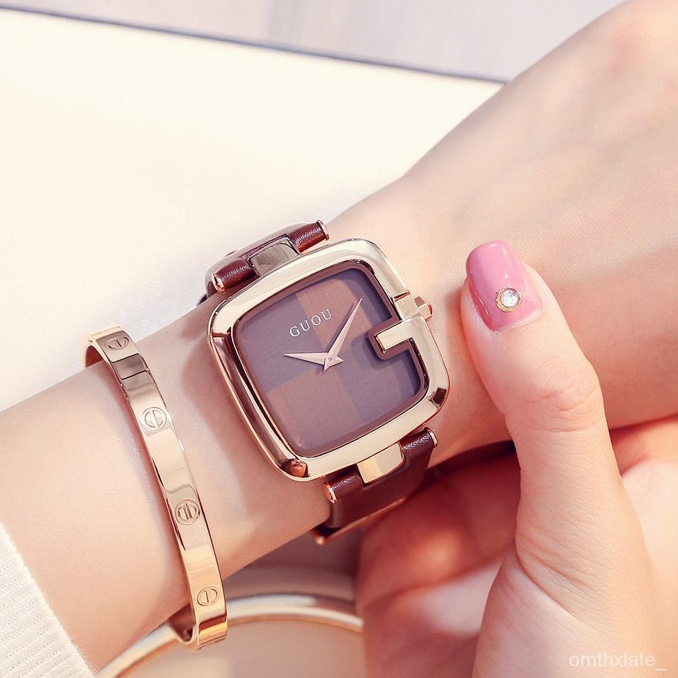 Guou Wanita Berjaga-jaga Watch Baru atau Netral Mengenai Saham Square Watch Trendi Jam Tang