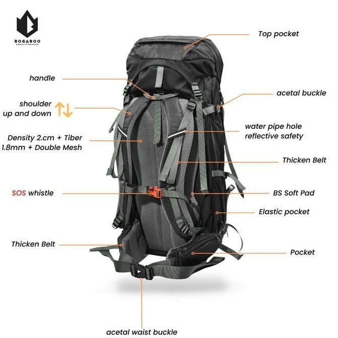 Moon- Bogaboo Morigus 60 Liter +Cover Bag  -Tas Carrier Gunung Ultralight - Tas Keril Ransel Gunung