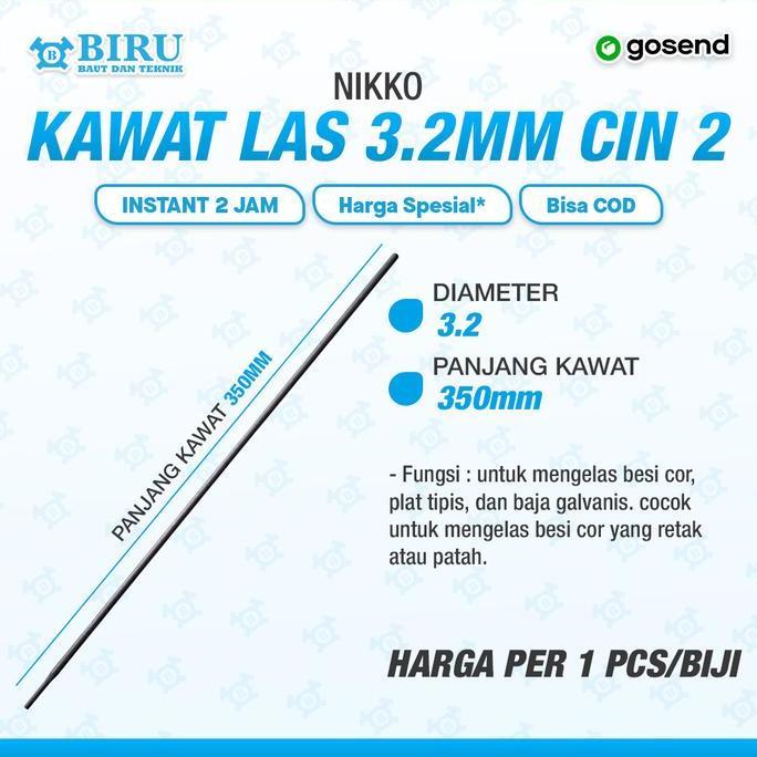 KAWAT LAS Cor Ancuran CIN-2 NIKKO STEEL 2.6MM 3.2MM PER 1 BIJI
