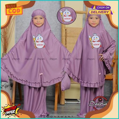 Diskon Lebaran Mukena Anak Karakter Terbaru Usia 5-9 Tahun Jersey Zoya, Mukena Mixue, Mukena Cinnamo