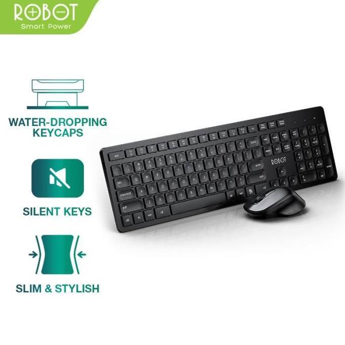 Keyboard Mouse Wireless Robot KM4000 Receiver USB Silent Key