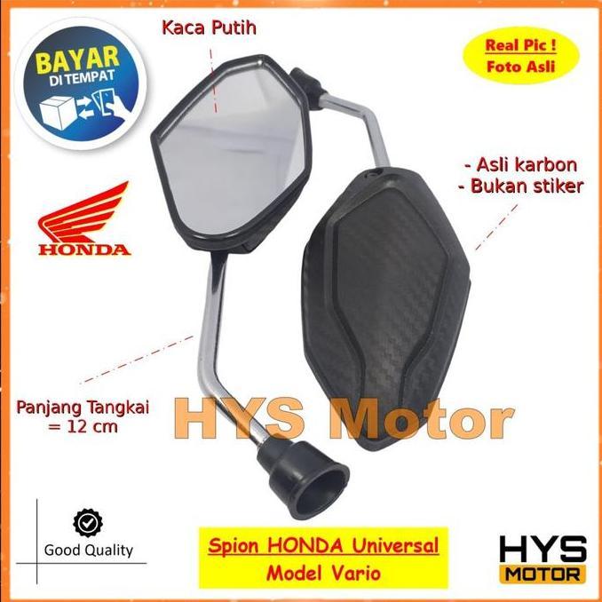 Spion Karbon Honda Model Vario 150 Tangkai Pendek 12 Cm - Variasi Aksesoris Kaca Spion Sepion Motor 