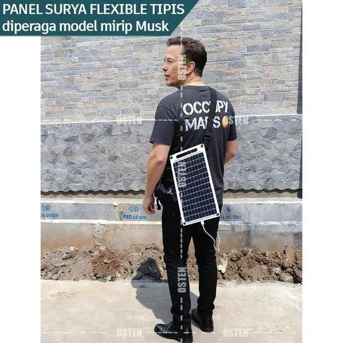Solar panel monokristalin lentur flexible ringan tipis 10W / HP Charger / cas ponsel tenaga surya ma