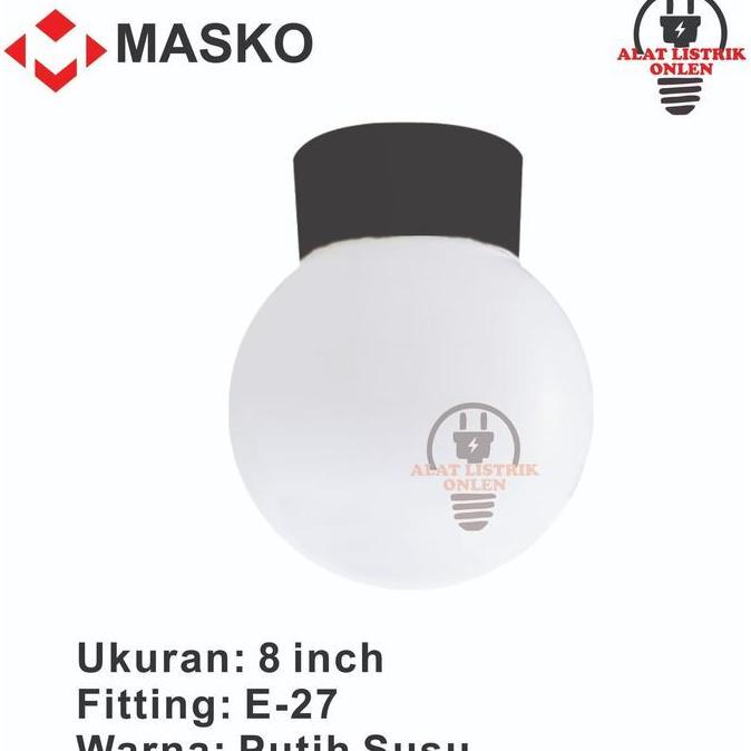 MASKO KAP LAMPU TAMAN BULAT PLAFON 8 INCH /KAP AMATIR /KAP TAMAN/TERAS