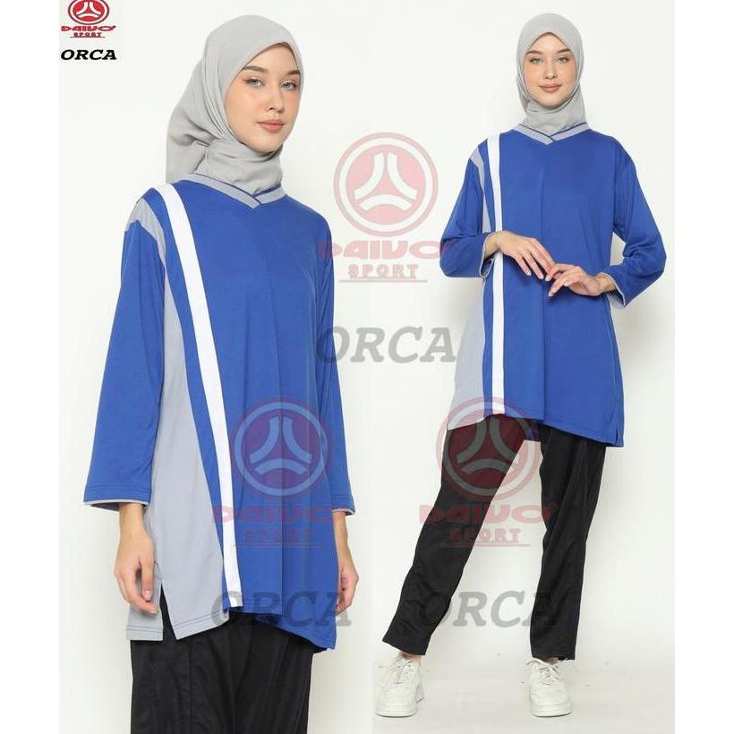 Setelan Baju Olahraga Senam Tunik Muslimah / Stelan Kaos Trening Olahraga Wanita Muslimah Celana Pan