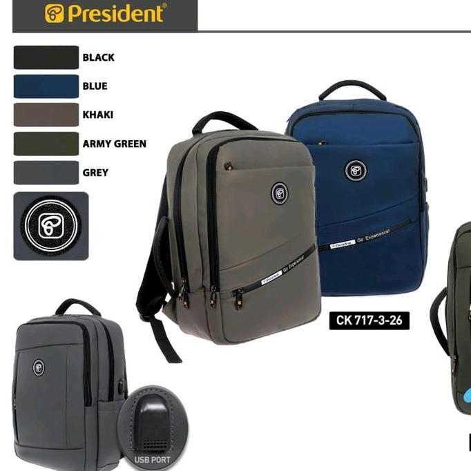 President CK717 Tas Ransel Laptop Anti Air Pria Wanita Backpack Ringan