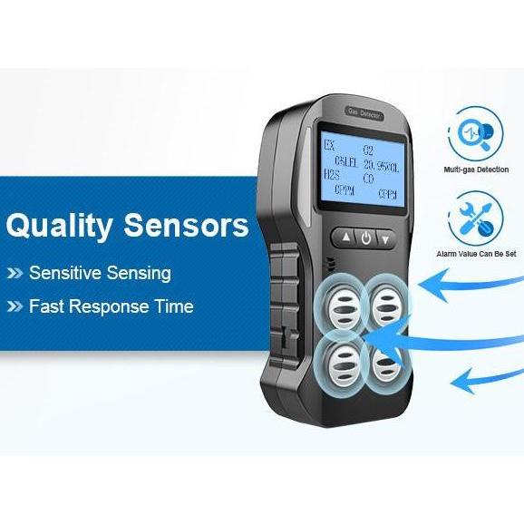 TOQMIJIN 4 in 1 Detector Udara Gas Monitor H2S O2 CO LEL Multi Detektor Gas ADKS PX4 X4 SNDWAY SW750