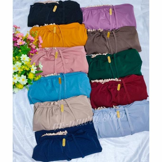 Vorgez- Jilbab Kerut List Renda Terbaru - Bergo Jersey Kerut - Kerudung Jersey