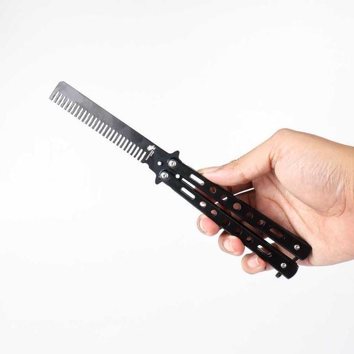 Pisau Sisir Besi Butterfly Balisong Training Knife Butterfly Training Knife Foldable Trainer Pocket 