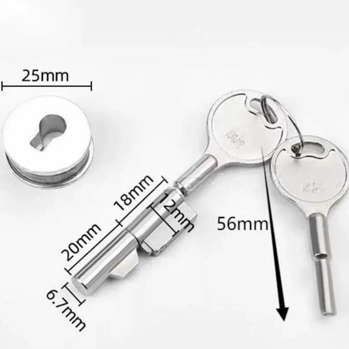 MABUROO 1set Kunci Kaca Etalase Glass Cabinet Showcase Lock Kunci Lemari Rak Pajang Kaca