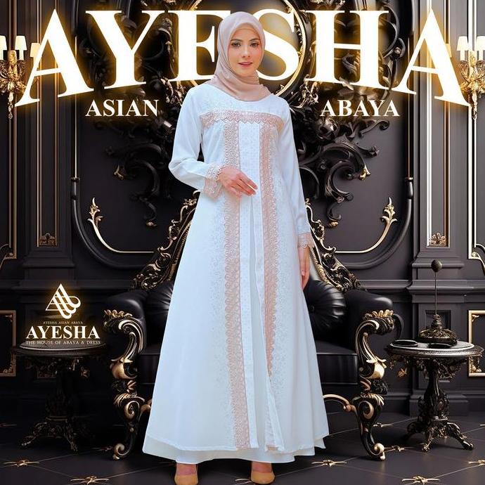 Gamis Putih Wanita Abaya Turkey Mewah Elegan Premium Terbaru
