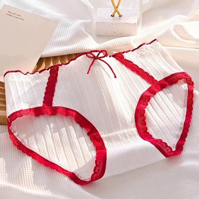 TWOVAN PEACHIE | CD2143 Celana Dalam Merah Jepang Renda P Red CD Wanita Lucu Fashion anti jiplak