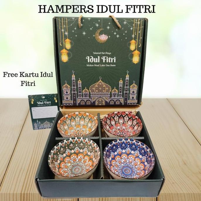 Hampers Mangkok Piring Idul Fitri Set / Hampers Lebaran Mangkok Piring Keramik GS
