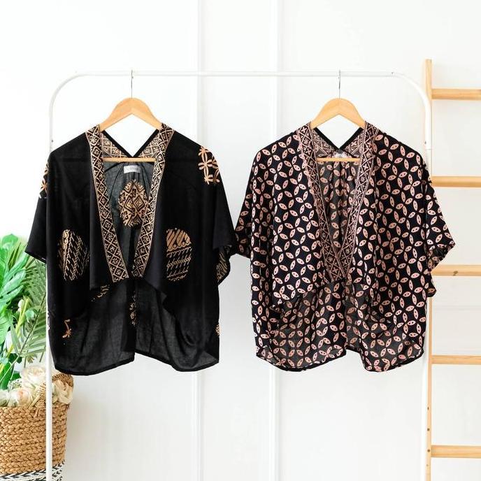 Atasan Batik Modern Wanita Crop Outer Batik Cardigan Batik Outer Crop Pendek Kondangan Batik Rompi B