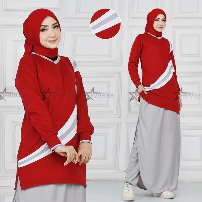 Setelan baju olahraga senam tunik muslimah set ROK celana (ROCELA) /stelan kaos senam tunik muslimah