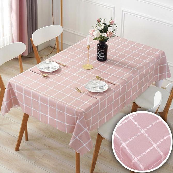 taplak Meja Makan PVC Pelapis Meja Lapisan, Ringan Mewah Ubah Meja Kopi Kain Plastik Kotak-Kotak Uku