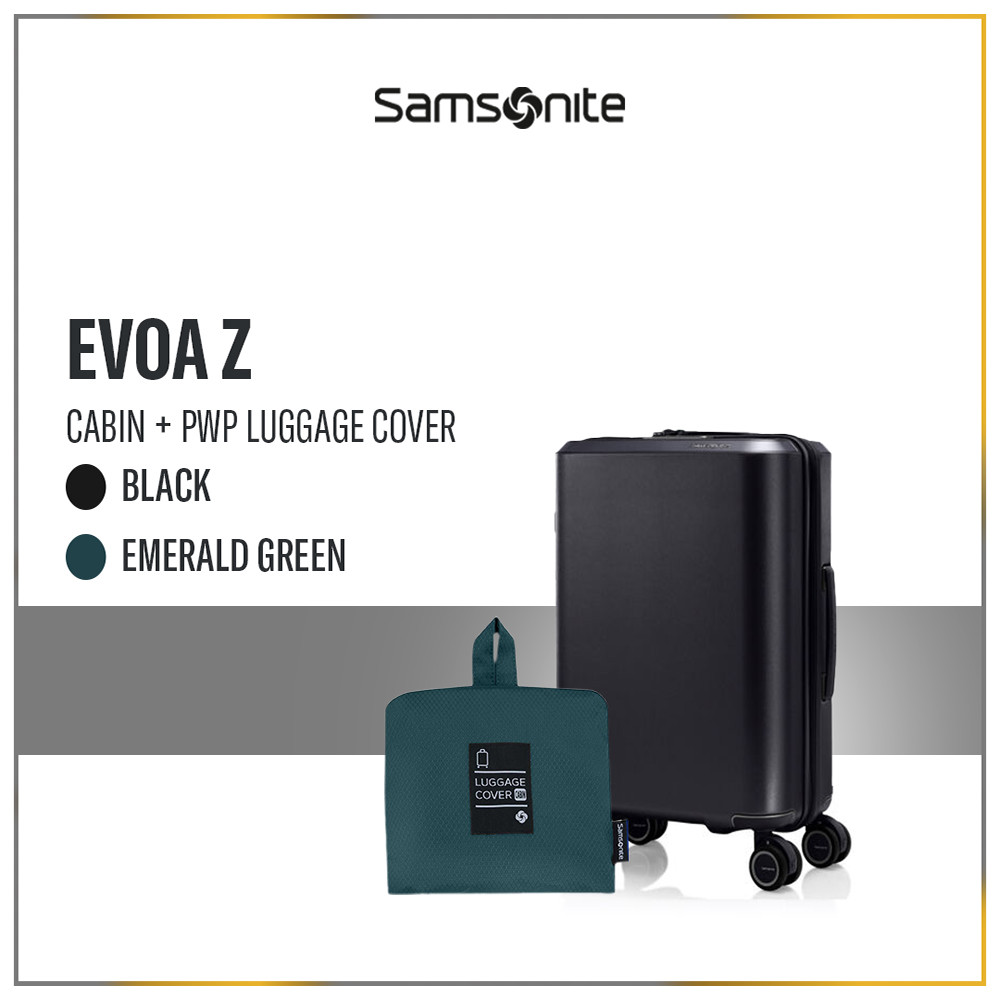Samsonite Koper Evoa Z Cabin Black + Foldable Luggage Cover Cabin