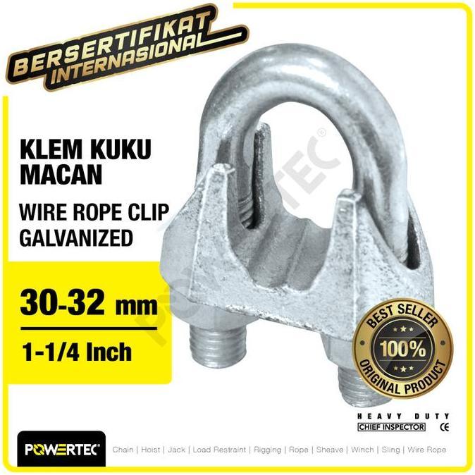 Wire Rope Clip / Klem Seling Kuku Macan Galv 30-32mm - 1-1/4" POWERTEC