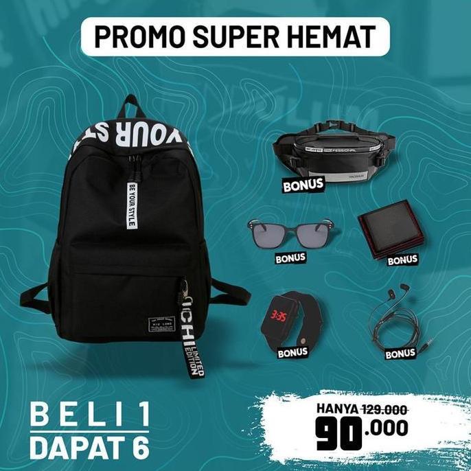 [BELI 1 DAPAT 6] PROMO SUPER HEMAT 2026 TAS RANSEL PROMO BUNDLING BELI 1 DAPAT 6 BAHAN KULIT PU Hita