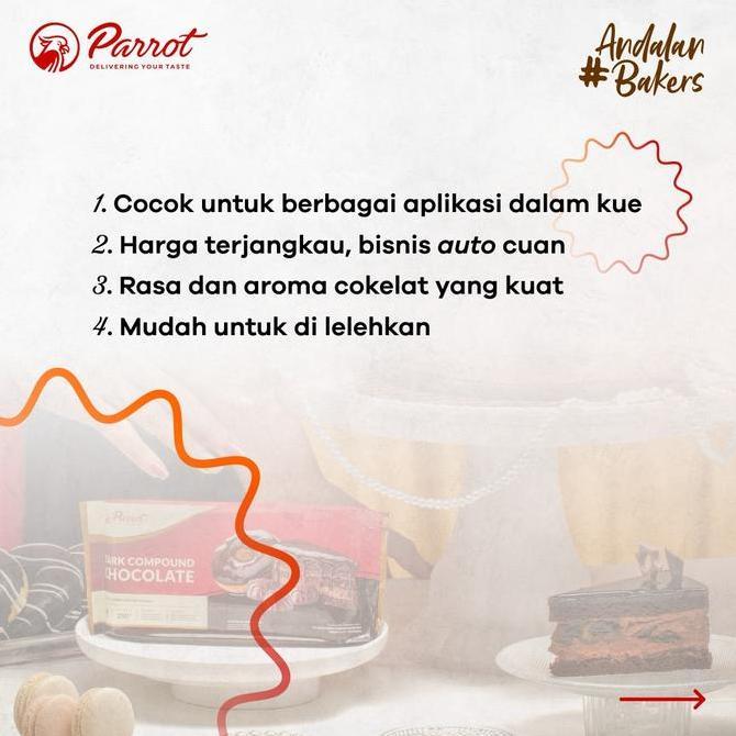 Parrot Dark Compound Chocolate 250g Coklat Coating DCC Cokelat Compound Batangan