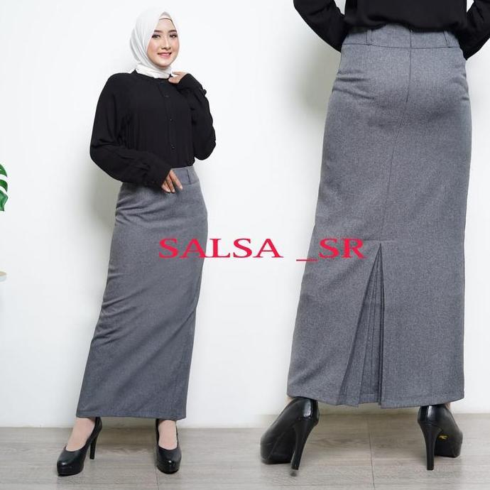 ROK SPAN REMPEL PANJANG / ROK SPAN PANJANG / ROK PANJANG POLOS Hitam Wanita Muslim