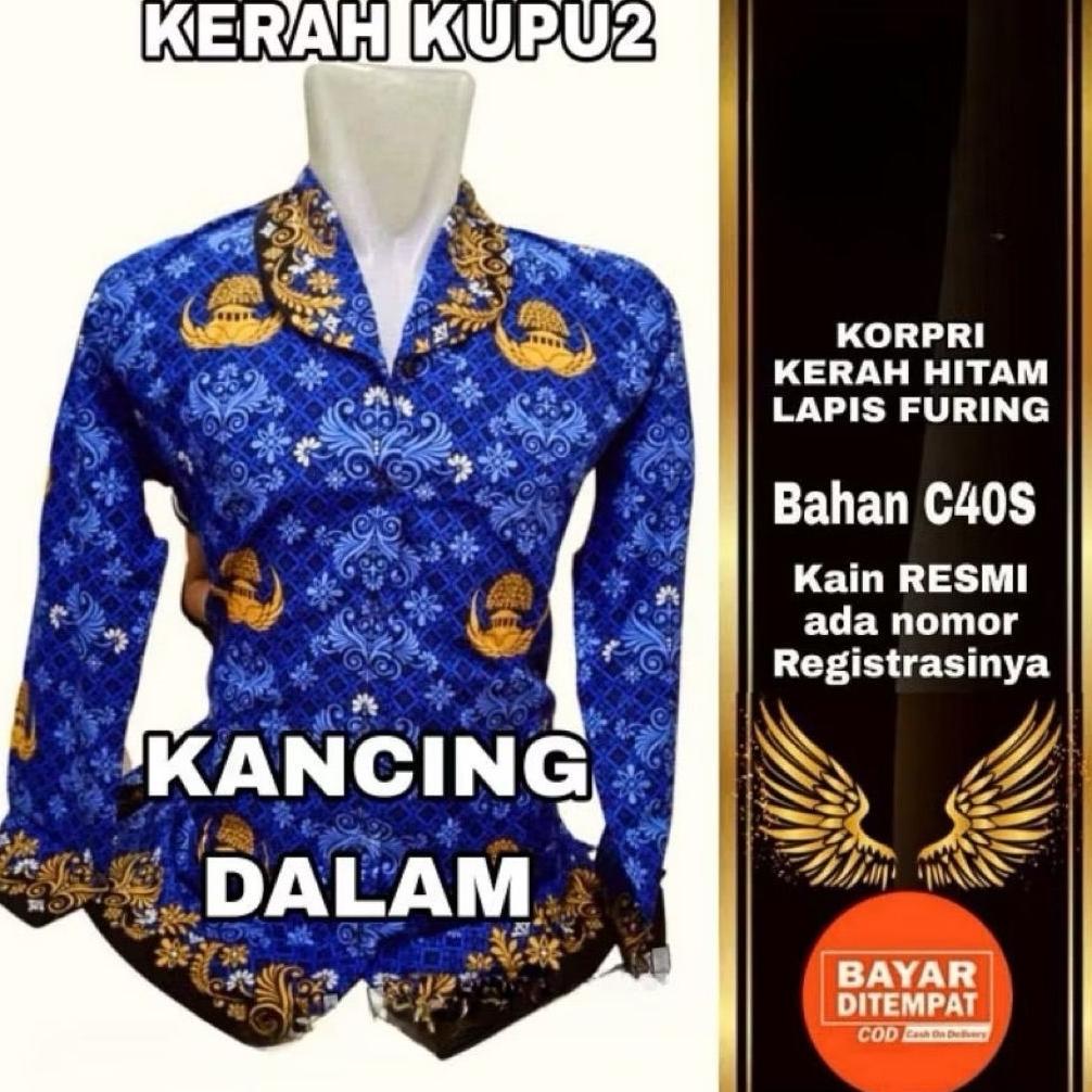 NEW Baju Korpri Resmi 2025 Pria dan Wanita Resmi Grade A Motif Terbaru Lapis Furing Lengan Panjang W