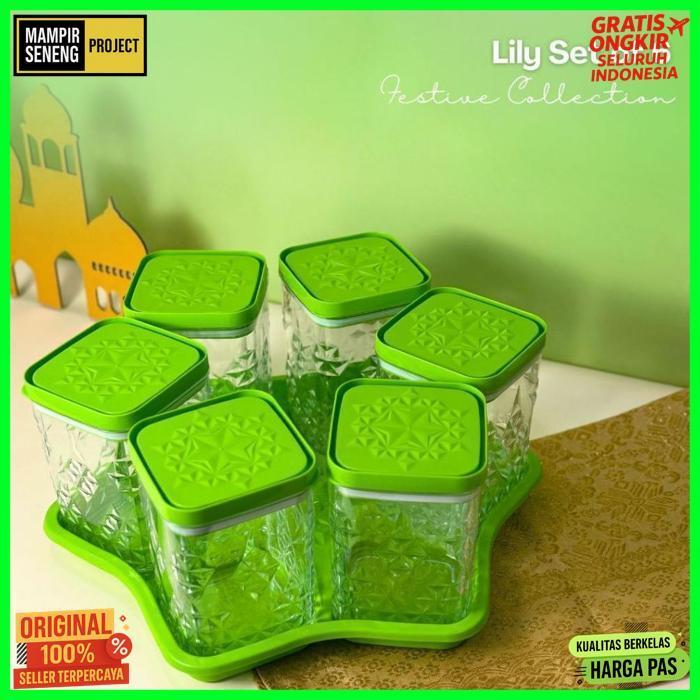 Cod Toples Calista Lavender 6 Daun Satu Set Toples Kue Kering Lebaran / Toples Plastik Tutup Bunga E