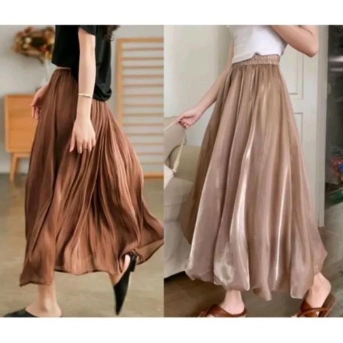 ROK SHIMMER PANJANG IMPORT TERBARU setelan rok wanita kekinian rok hitam panjang rok putih rok korea