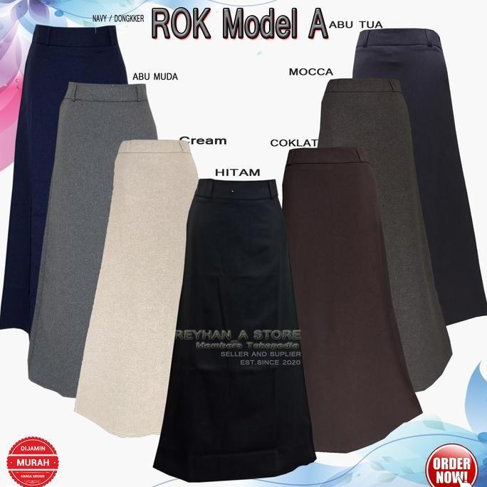 Rok Kerja Panjang Hitam A Bahan Formal Kantor / Rok panjang Bentuk A