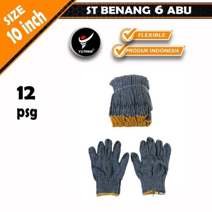 Ready Sarung Tangan Benang 6 Abu merk Bull Dozer - sarung tangan proyek - sarung tangan rajut