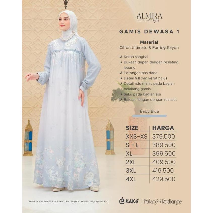 KEKE - SARIMBIT LEBARAN 2026 ALMIRA SERIES BABY BLUE BUSANA MUSLIM COUPLE FAMILY SET LEBARAN TERBARU