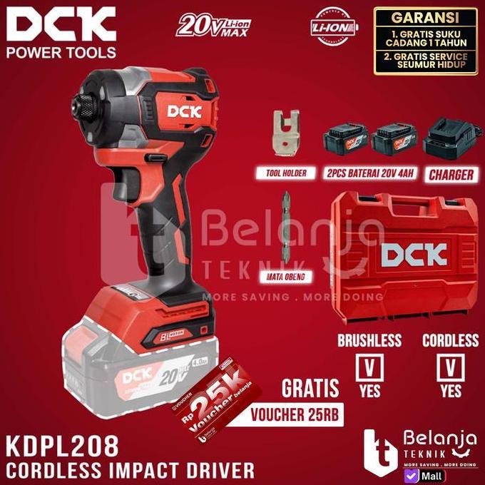 Dck Impact Driver Cordless Kdpl208Em Mesin Bor Obeng Baterai 20V Kdpl