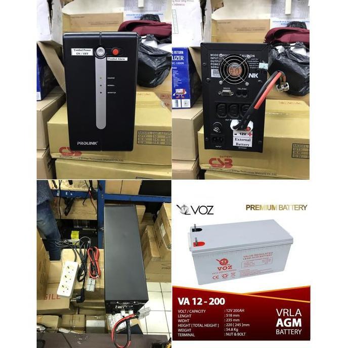 Paket Ups Modif Server Pulsa Prolink 1200Va + Battery 12v 200Ah Murah