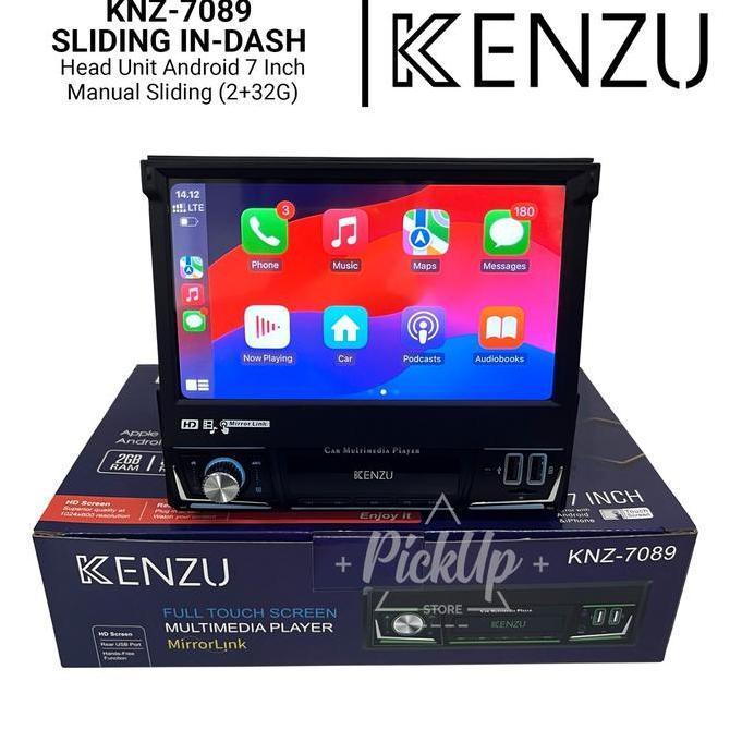 Murah Head Unit Android Single Din Kenzu-7089 Sliding Indash