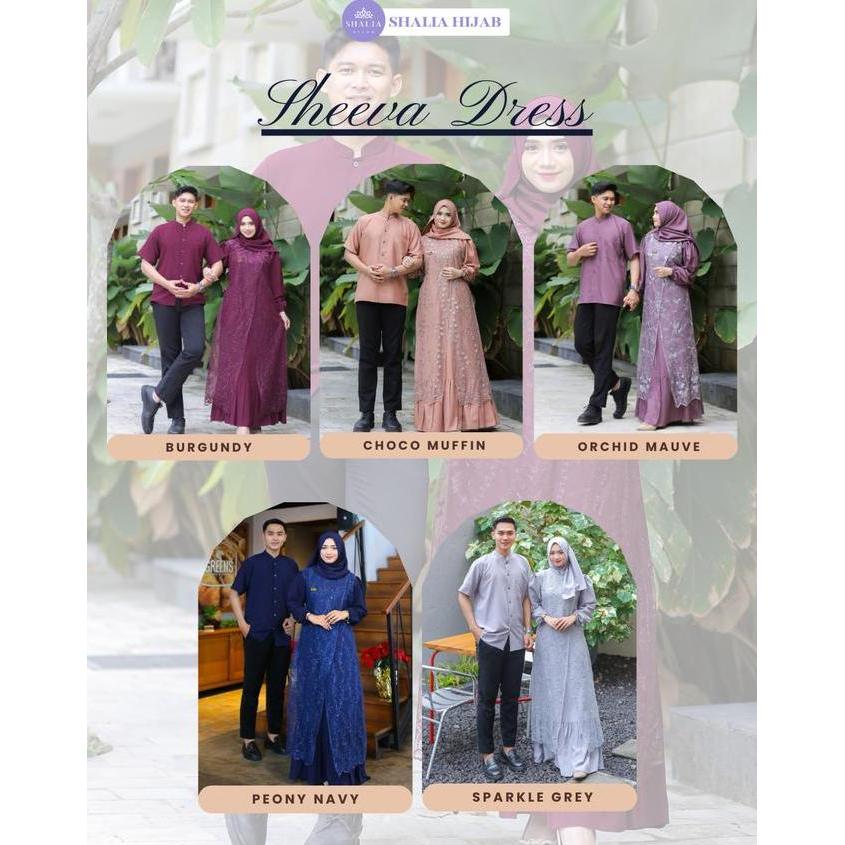 Sheeva Dress Sarimbit Couple Keluarga Luxury | Gamis Kemeja Koko Brokat Tile Premium BUSUI Muslim Ko