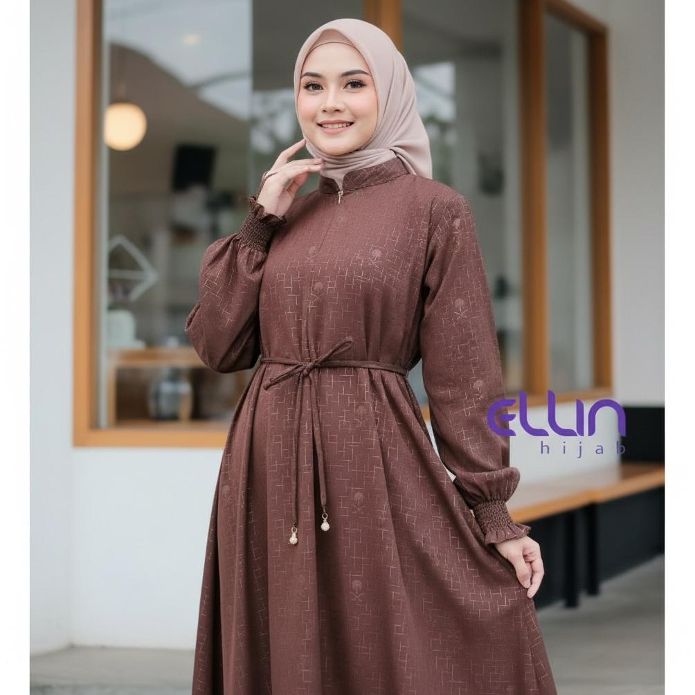 NEW DEALS ELLIN HIJAB - ABAYA WANITA EMBOSS PALM BUSUI FRIENDLY
