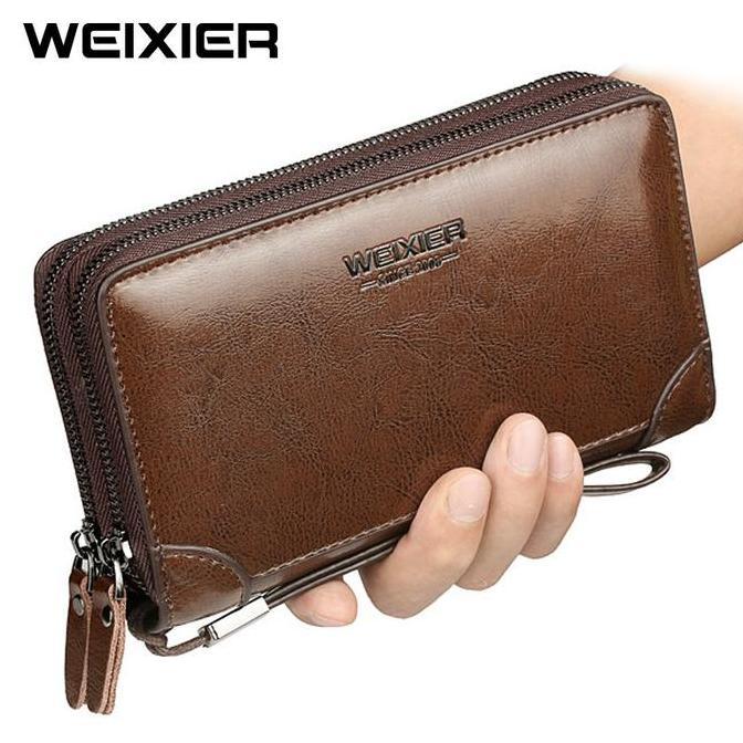 WEIXIER W88 Dompet Panjang Pria Long Bifold Kulit Premium kartu uang
