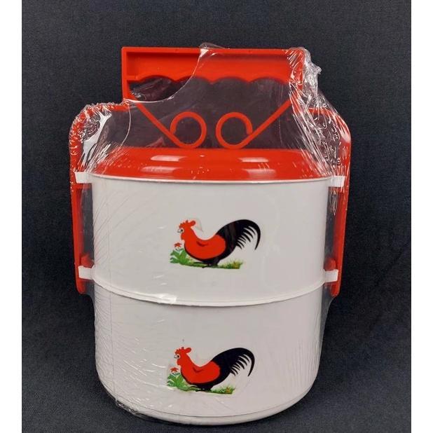 CUCI GUDANG Rantang nasi / Rantang plastik / Kotak makan susun / Kotak makan / Rantang susun 2 (AYAM