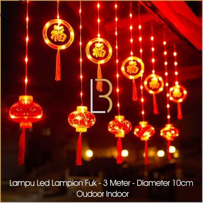 Lampu Tirai Fu Fuk Gantung Lampion Ruangan Tamu Dekorasi Imlek Sincia